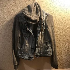 American Eagle Denim Jacket w/ Sweatshirt Sleeves